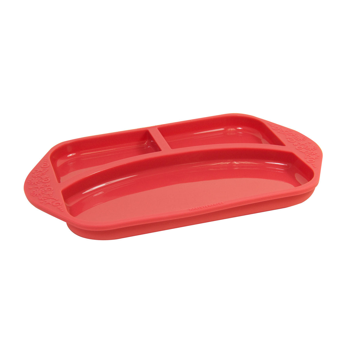 PRATO COM 3 DIVISÓRIAS EM SILICONE LEÃO MARCUS - VERMELHO