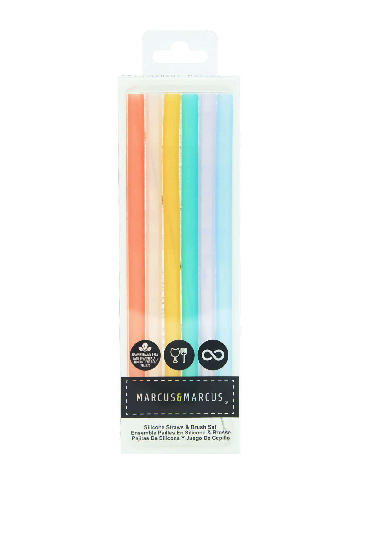KIT COM 6 CANUDOS EM SILICONE E ESCOVA DE LIMPEZA - 17CM MULTICOLORIDO