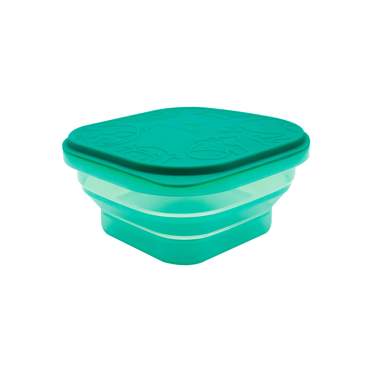Pote Quadrado Dobrável Com Tampa Para Refeição Ou Snack 400Ml Elefante Ollie - Verde