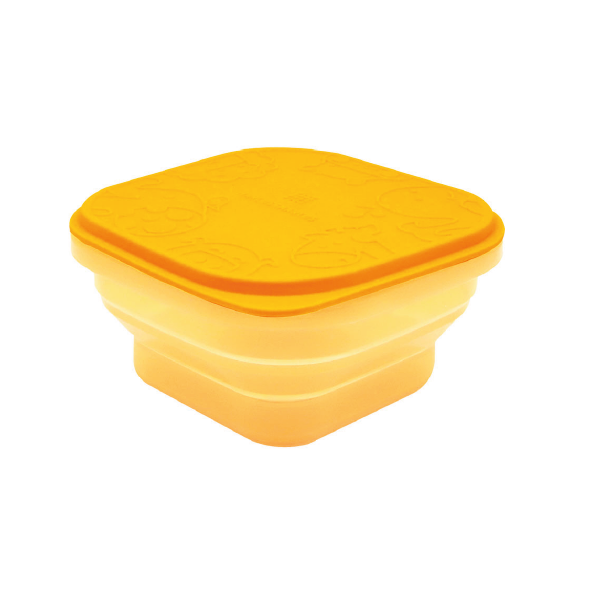 Pote Quadrado Dobrável Com Tampa Para Refeição Ou Snack 400Ml Girafa Lola - Amarelo