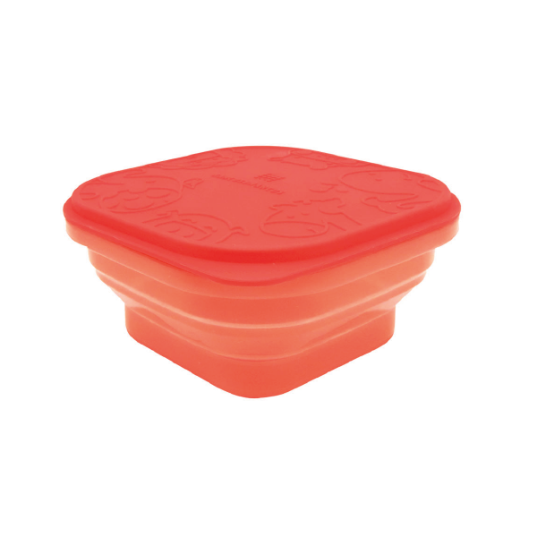 Pote Quadrado Dobrável Com Tampa Para Refeição Ou Snack 400Ml Leão Marcus - Vermelho