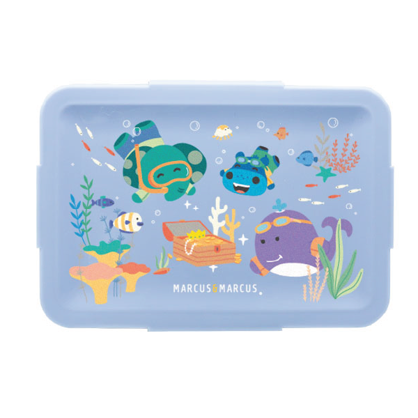 BENTO BOX COM 2 DIVISÓRIAS EM SILICONE REMOVÍVEIS 700ML SEALIFE - AZUL