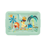 BENTO BOX COM 2 DIVISÓRIAS EM SILICONE REMOVÍVEIS 700ML JUNGLE - VERDE