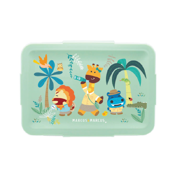 BENTO BOX COM 2 DIVISÓRIAS EM SILICONE REMOVÍVEIS 700ML JUNGLE - VERDE