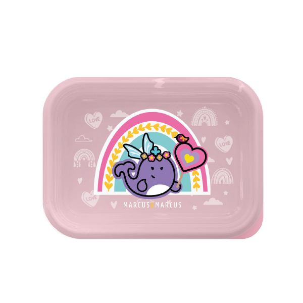 Lancheira 2 Estágios Em Inox (Com Etiqueta Personalizável) Arco-Íris - Rosa