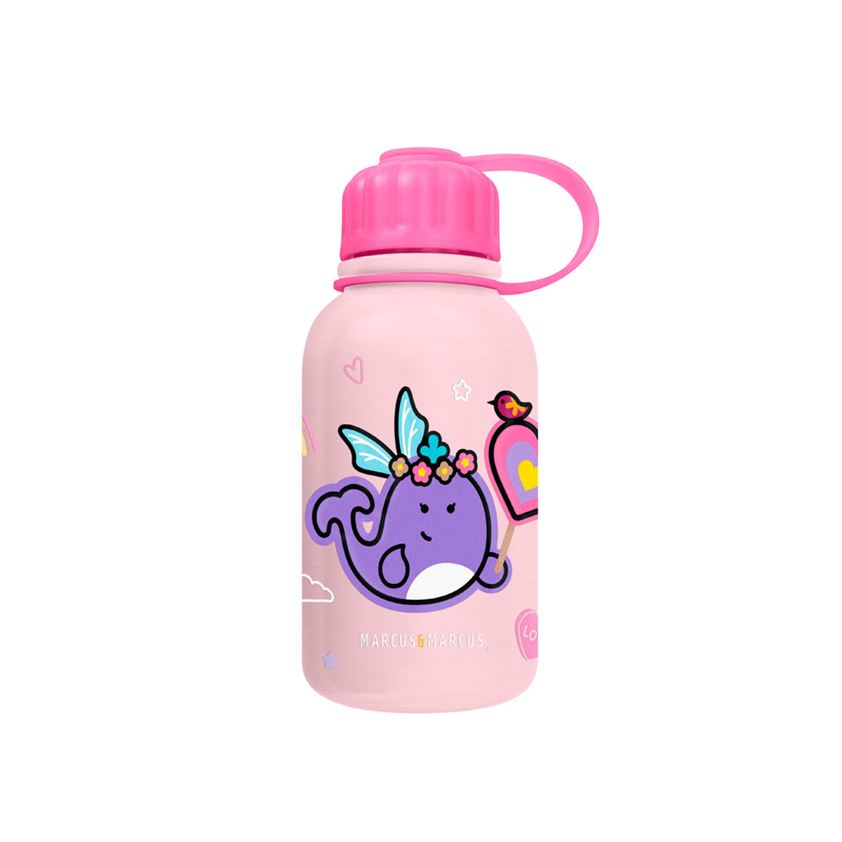 Garrafa Térmica Em Inox 350 Ml (Com Etiqueta Personalizável) Arco-Íris - Rosa
