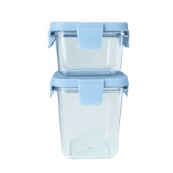 KIT COM 2 POTES EM TRITAN 120/240ML AZUL BEBÊ