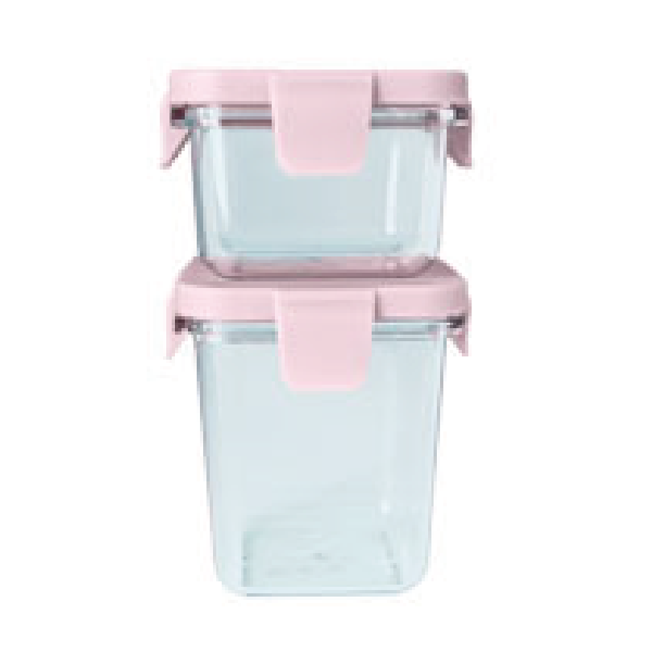 KIT COM 2 POTES EM TRITAN 120/240ML ROSA BEBÊ