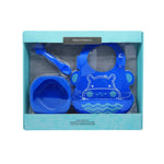 Kit Introdução Alimentar Em Silicone (Tigela 200Ml. Colher E Babador) Hipopótamo Lucas - Azul
