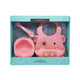KIT INTRODUÇÃO ALIMENTAR EM SILICONE (TIGELA 200ML. COLHER E BABADOR) PORQUINHA POKEY - ROSA