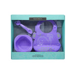 KIT INTRODUÇÃO ALIMENTAR EM SILICONE (TIGELA 200ML. COLHER E BABADOR) BALEIA WILLO - LILÁS