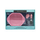 KIT COM TIGELA COM SUCÇÃO E PRIMEIRO GARFO E COLHER EM INOX E SILICONE PORQUINHA POKEY - ROSA