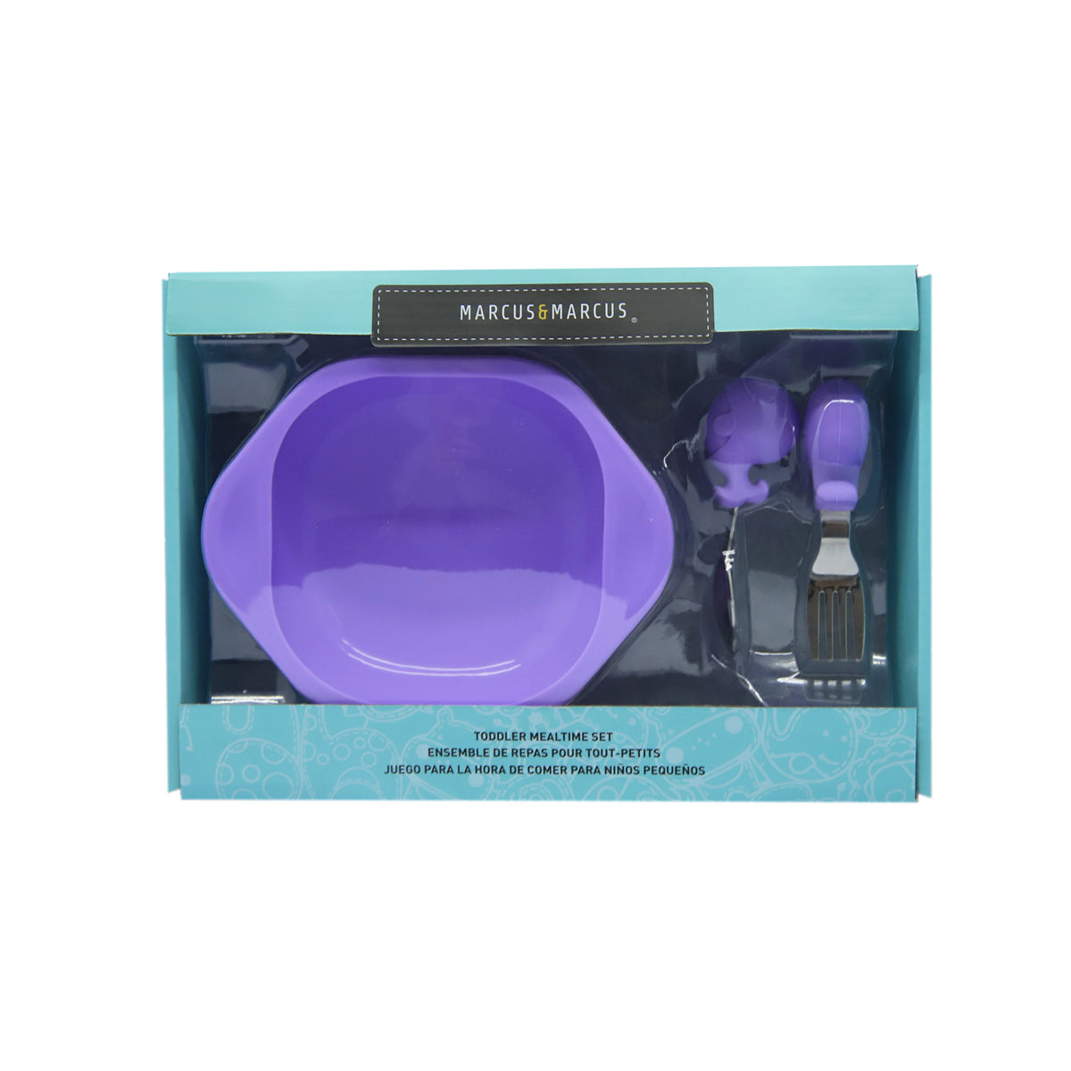 KIT COM TIGELA COM SUCÇÃO E PRIMEIRO GARFO E COLHER EM INOX E SILICONE BALEIA WILLO - LILÁS