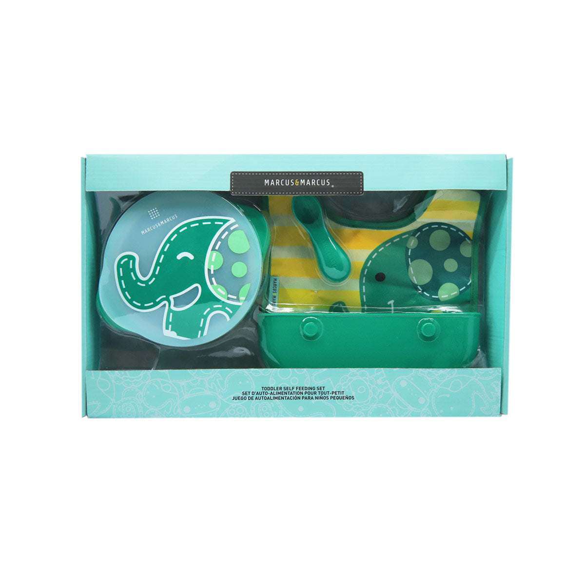 Kit Alimentação Com Tigela Com Tampa. Babador 3 Em 1 E Colher Elefante Ollie - Verde