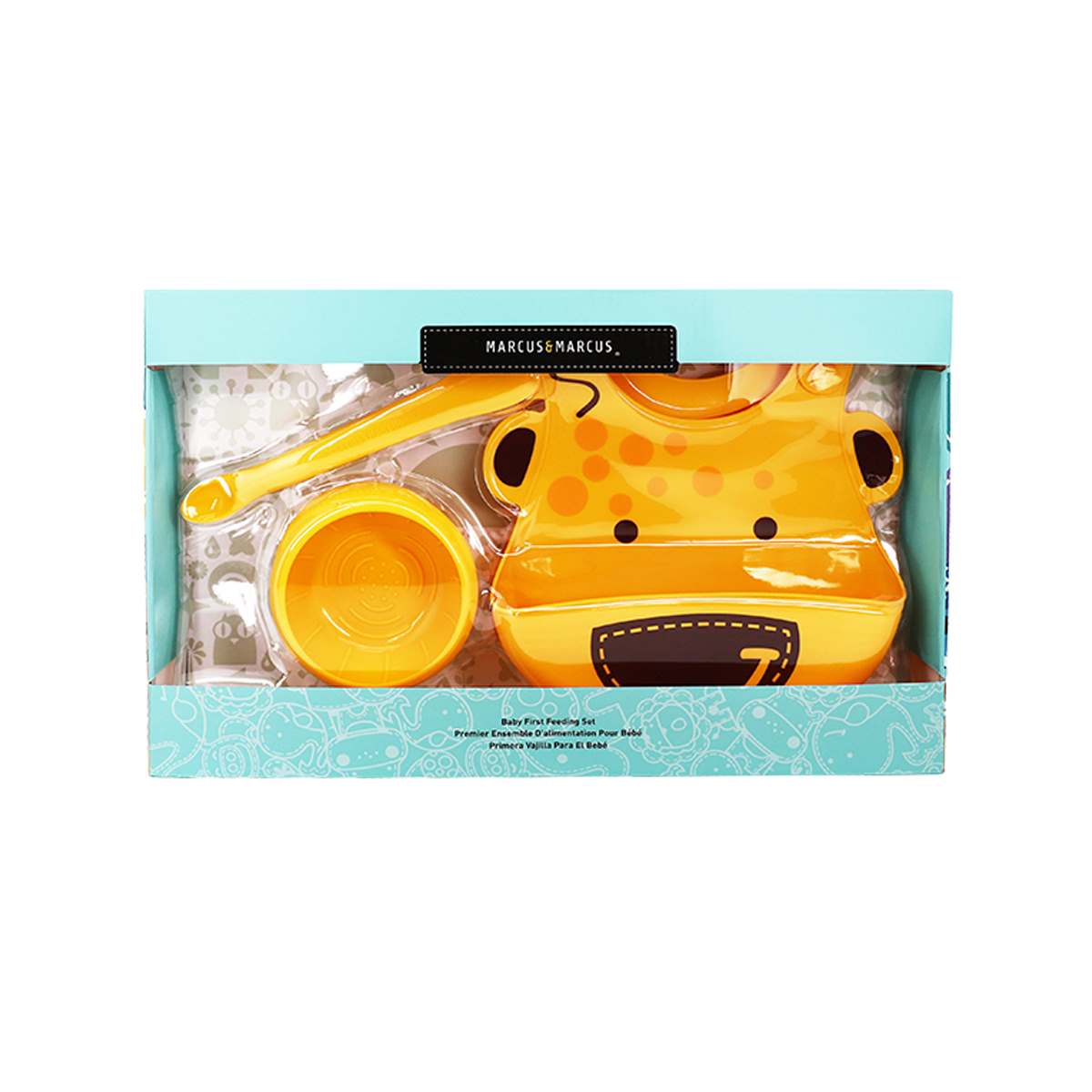 Kit De Introdução Alimentar (Com Tigela E Colher/Espátula E Babador) Girafa Lola - Amarelo