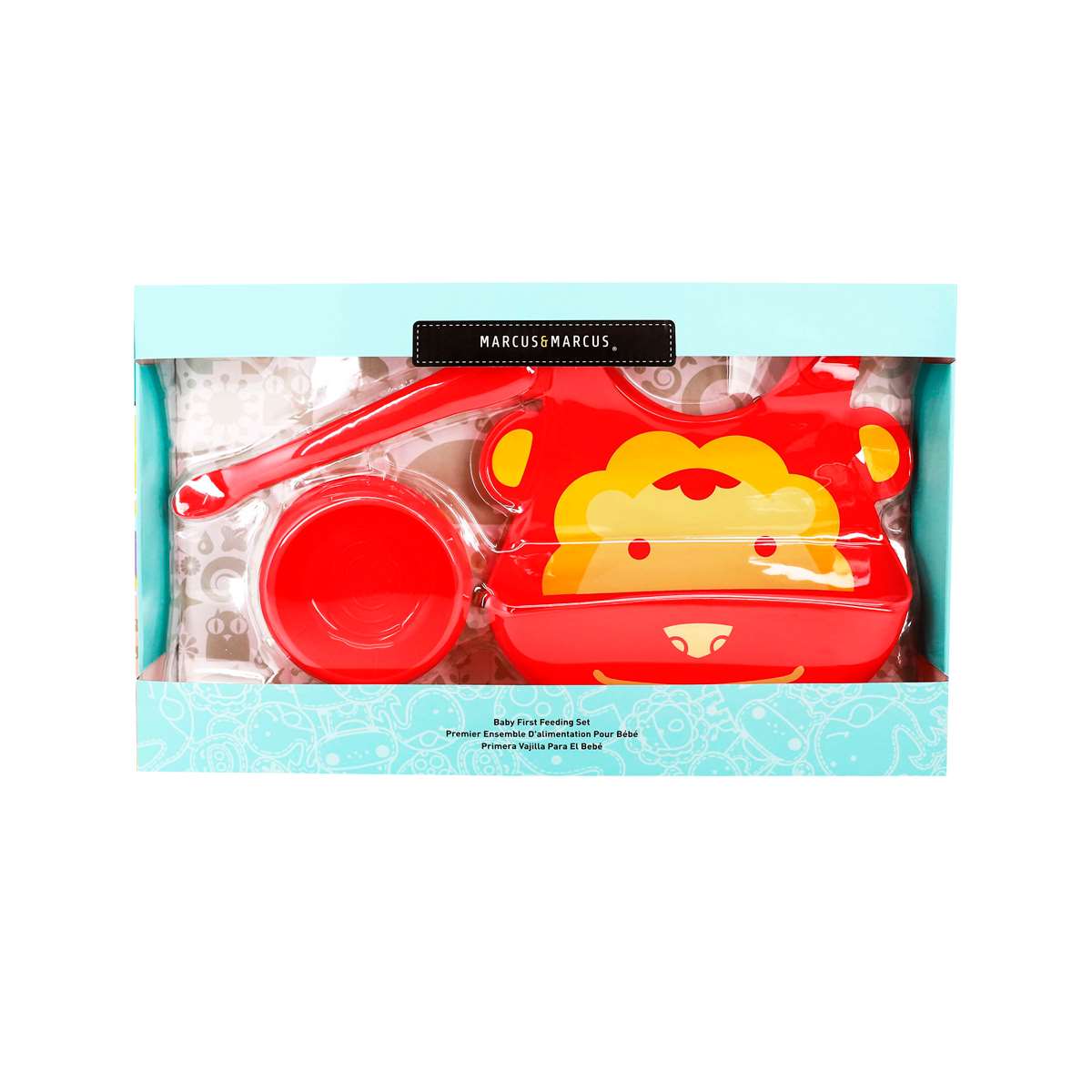 Kit De Introdução Alimentar (Com Tigela E Colher/Espátula E Babador) Leão Marcus - Vermelho