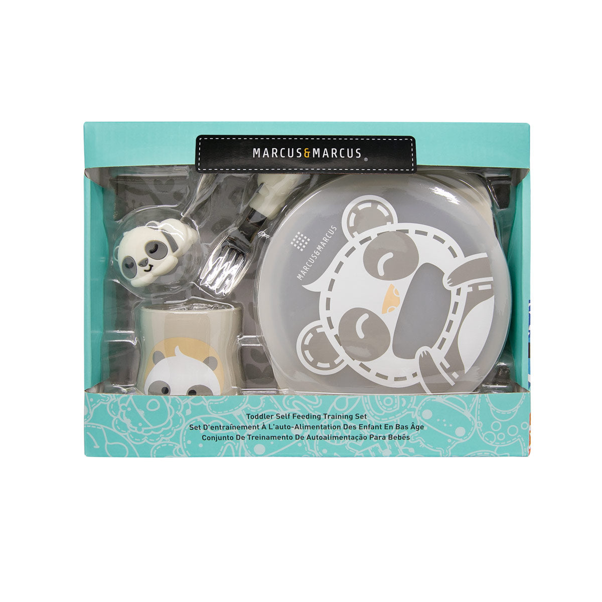 KIT DE ALIMENTAÇÃO COM COPO ANATÔMICO PANDA PEBBLE - CINZA
