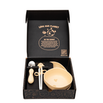 KIT INFANTIL COM PRATO. BOWL. COLHER E HASHI 4 PEÇAS GIRAFA LOLA - AMARELO