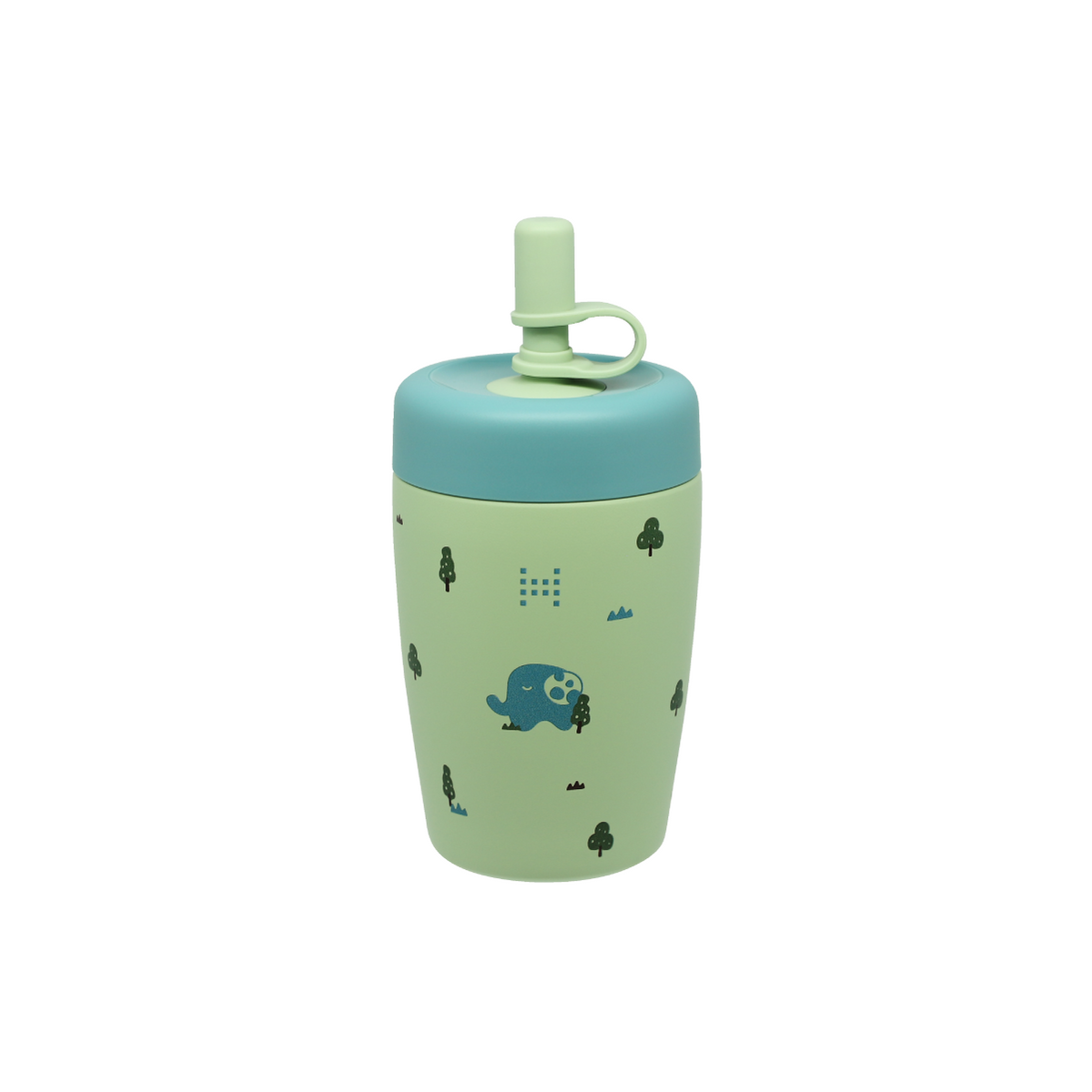 Copo Térmico Ollie Floresta 350Ml Com Canudo Elefante Ollie - Verde