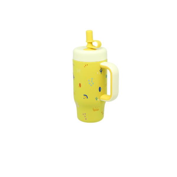 Copo Térmico Natureza 530Ml Com Canudo E Alça Amarelo