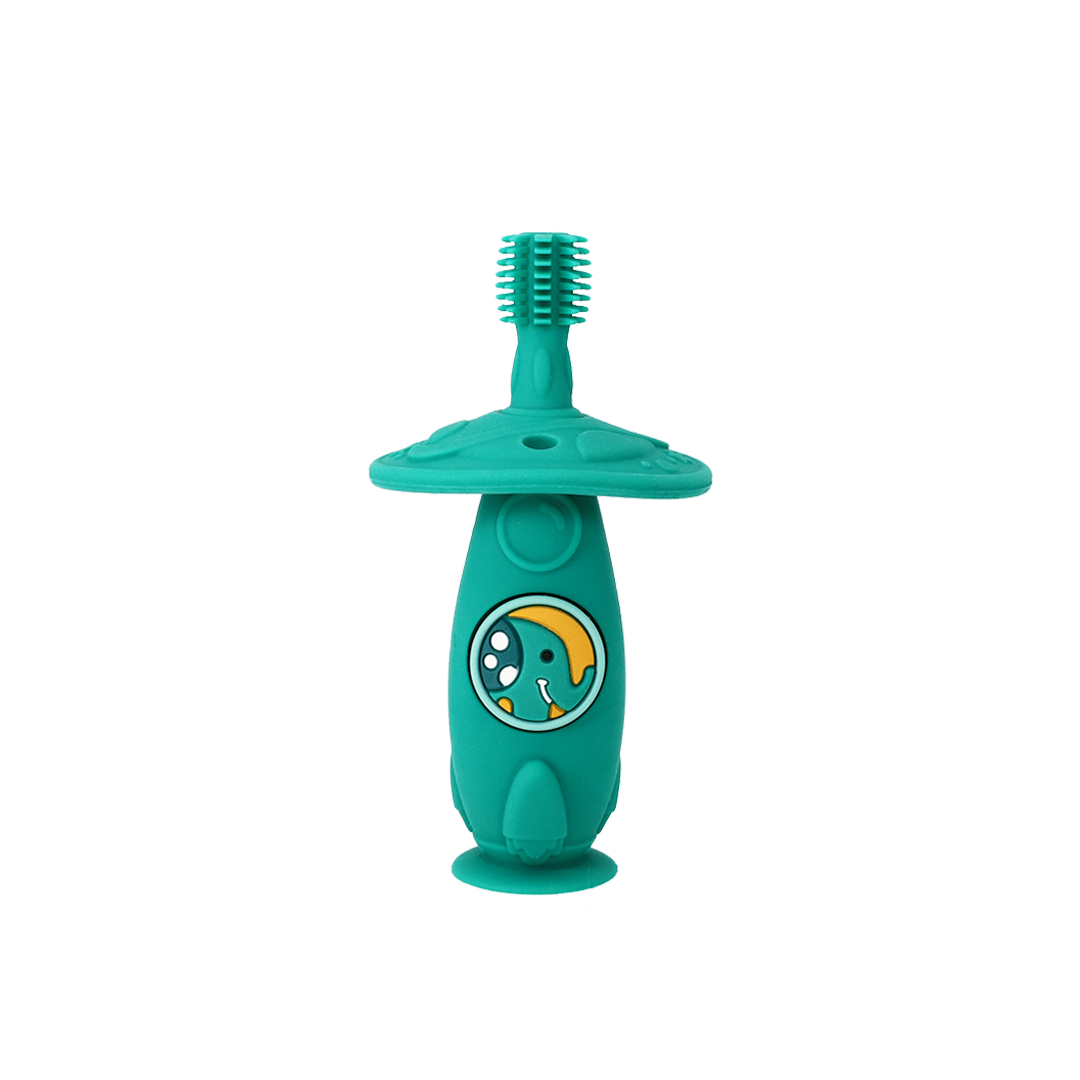 Escova Massageadora Com Disco Protetor Em Silicone Elefante Ollie - Verde