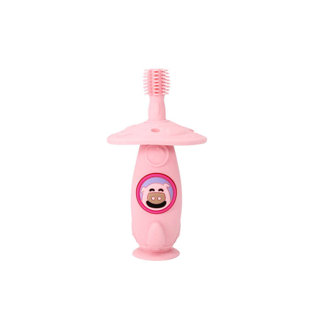 Escova Massageadora Com Disco Protetor Em Silicone Porquinha Pokey - Rosa