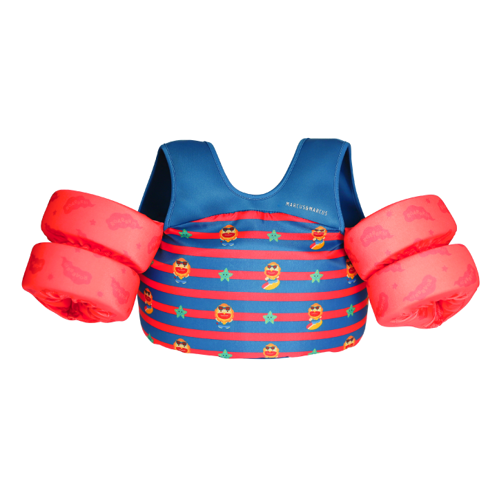 Boia De Braço Infantil Com Colete Leão Marcus Vermelho E Azul Único