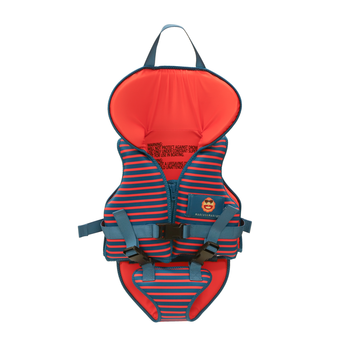 Colete Flutuador Infantil Com Apoio Para Pescoço Leão Marcus Vermelho E Azul Único