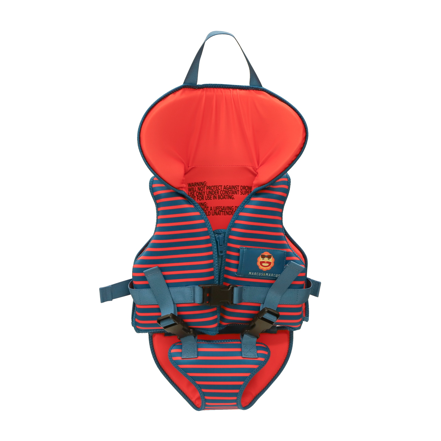 Colete Flutuador Infantil Com Apoio Para Pescoço Leão Marcus Vermelho E Azul Único
