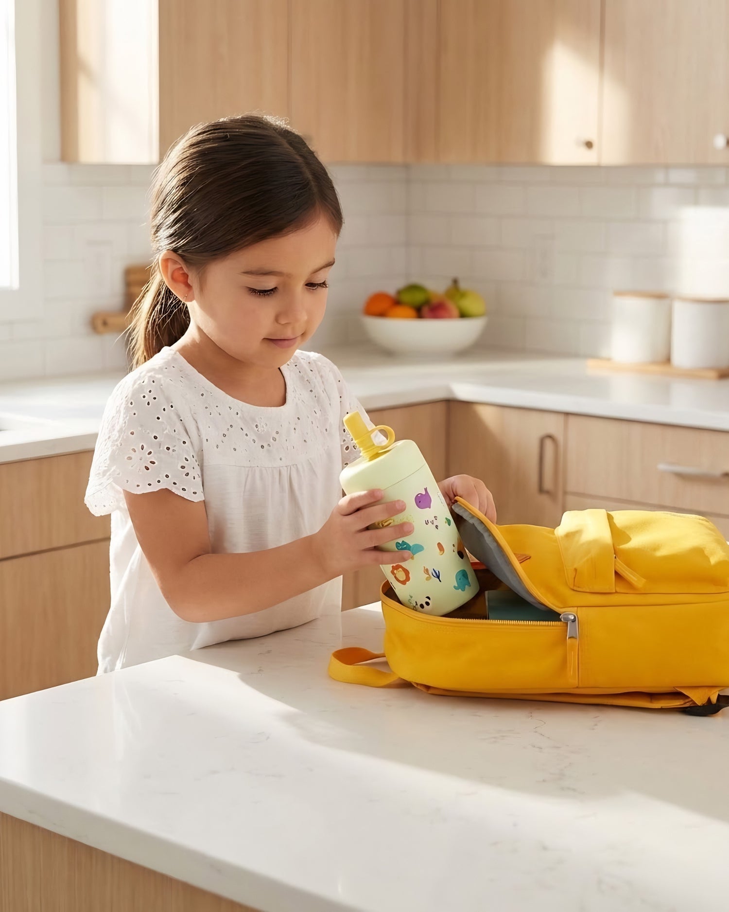 Copo Térmico Turminha Marcus & Marcus 350 ml com Canudo - Amarelo