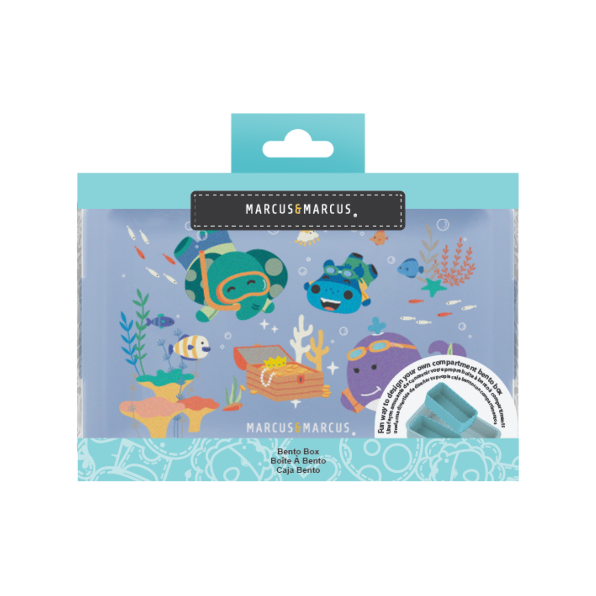 Bento Box Com 2 Divisórias Em Silicone Removíveis 700Ml Sealife - Azul