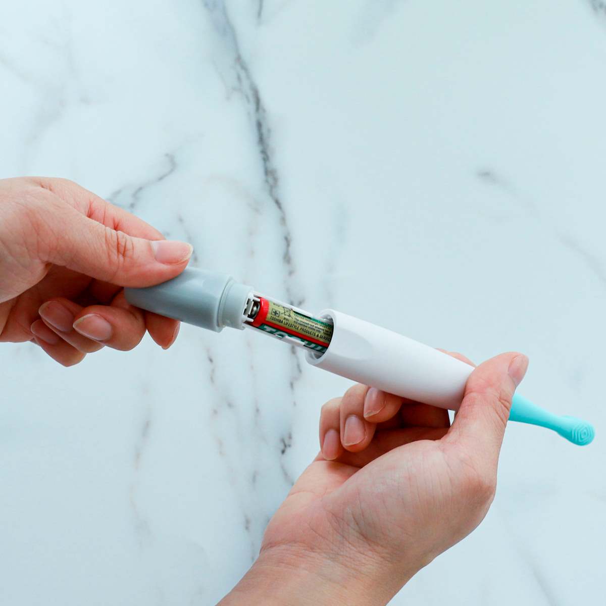 Massageador De Gengiva Elétrico Com Refil Silicone Azul