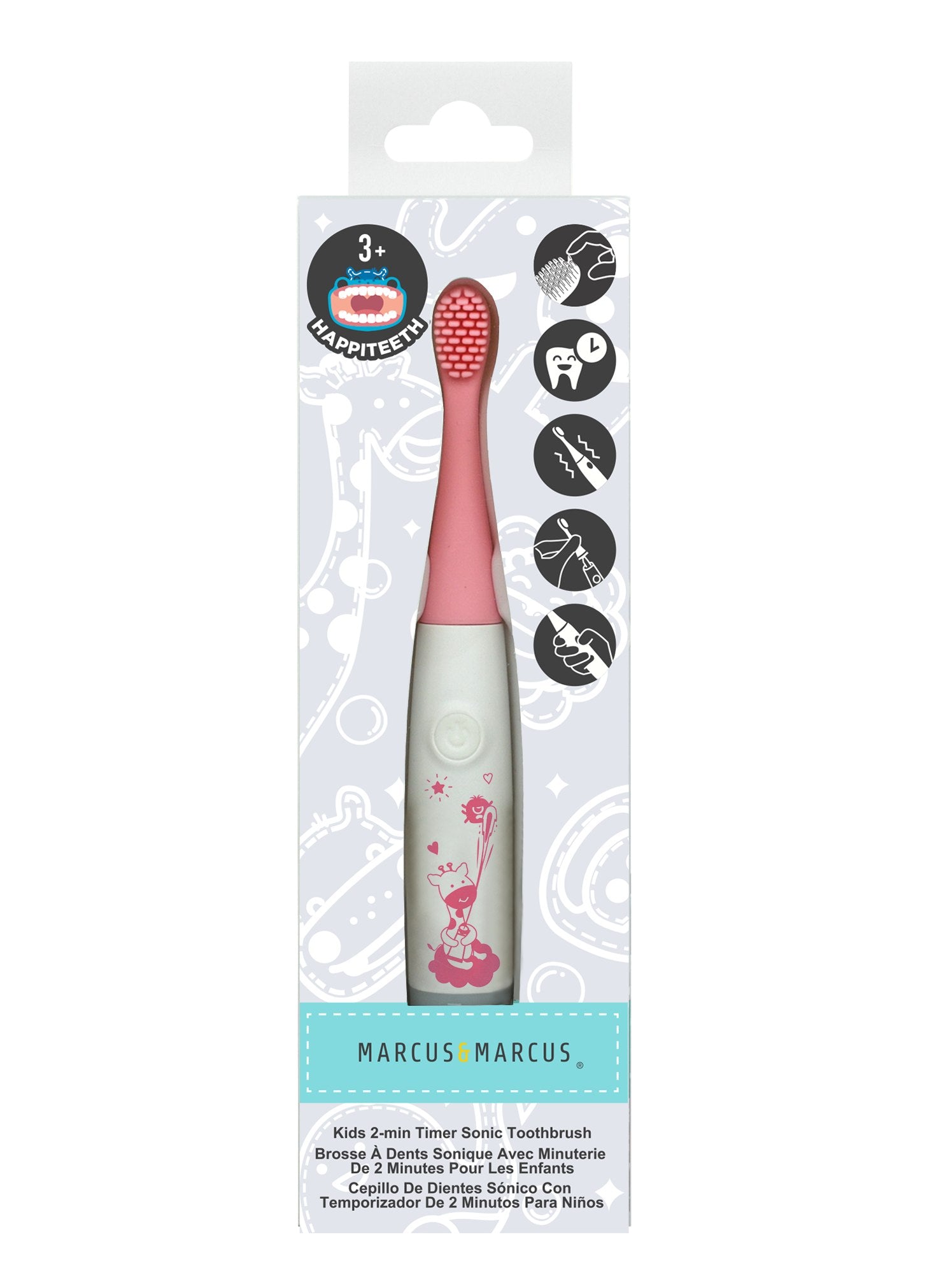 Massageador De Gengiva Elétrico Com Refil Silicone Rosa