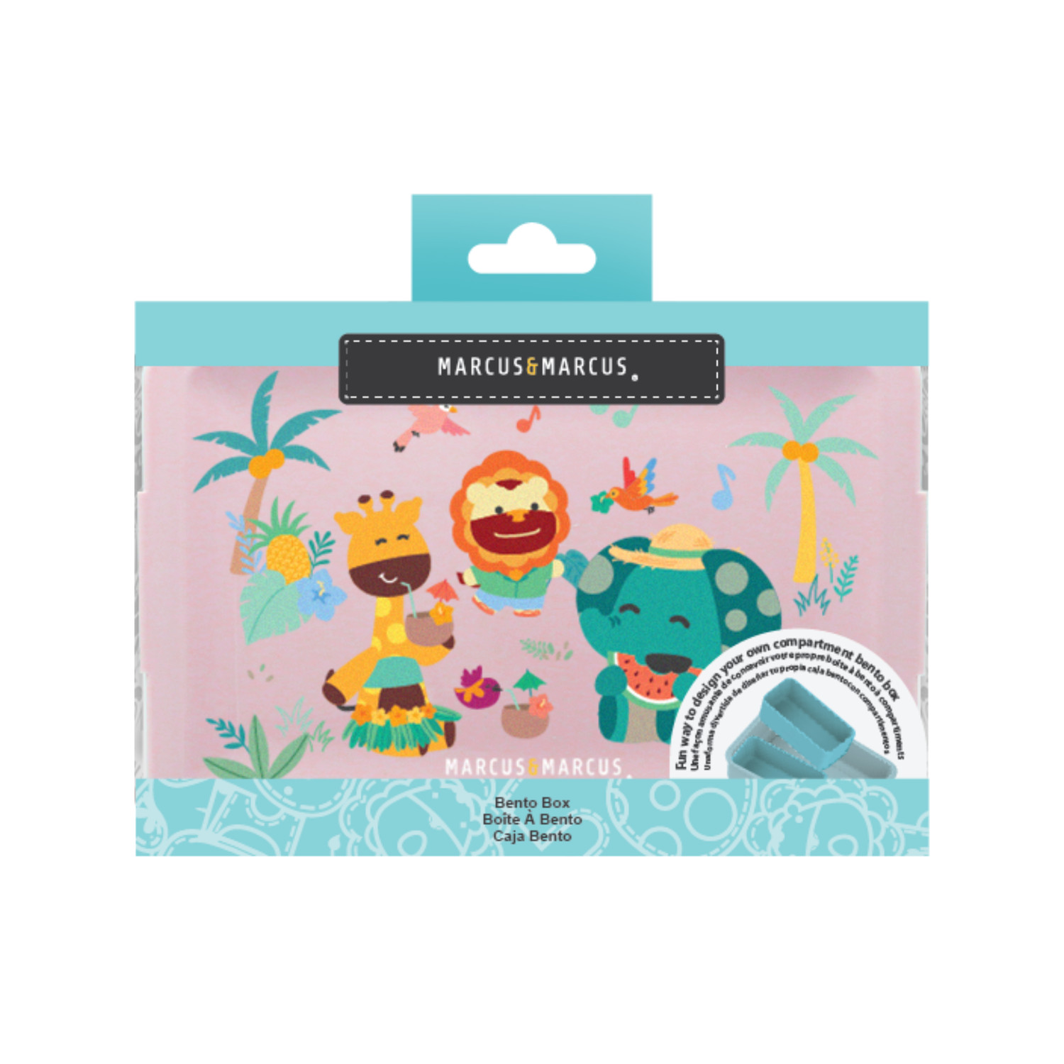 Bento Box Com 2 Divisórias Em Silicone Removíveis 700Ml Tropical - Rosa