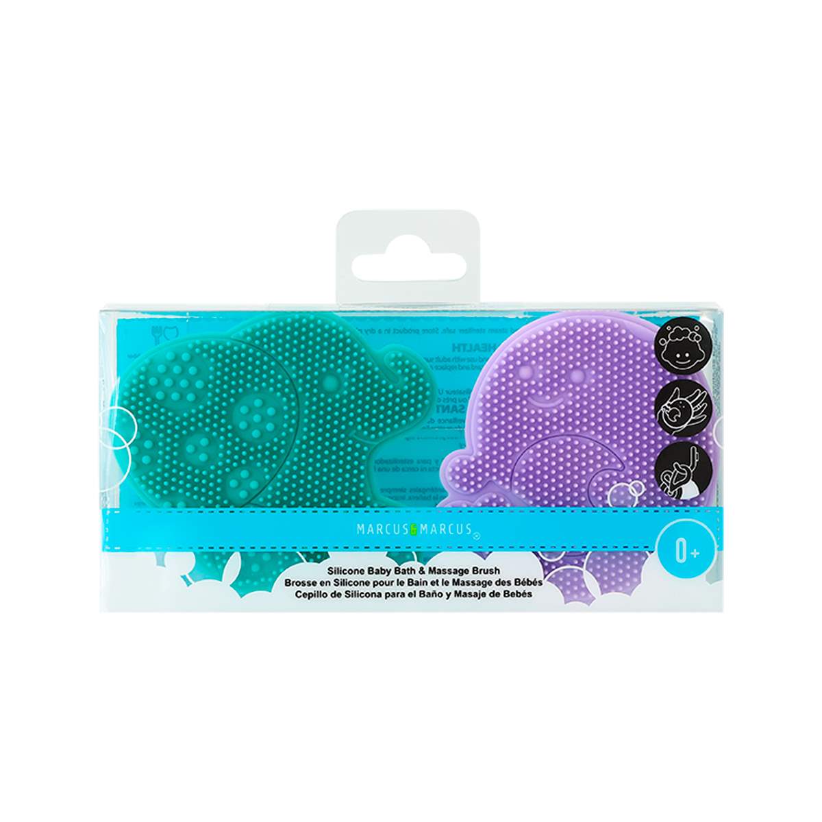Kit 2 Escovas para Massagem e Banho em Silicone - Verde e Lilás