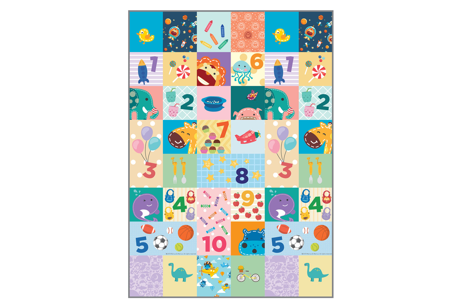 Tapete Epe Portátil Contagem Divertida 180X150X0.5Cm Multicolorido