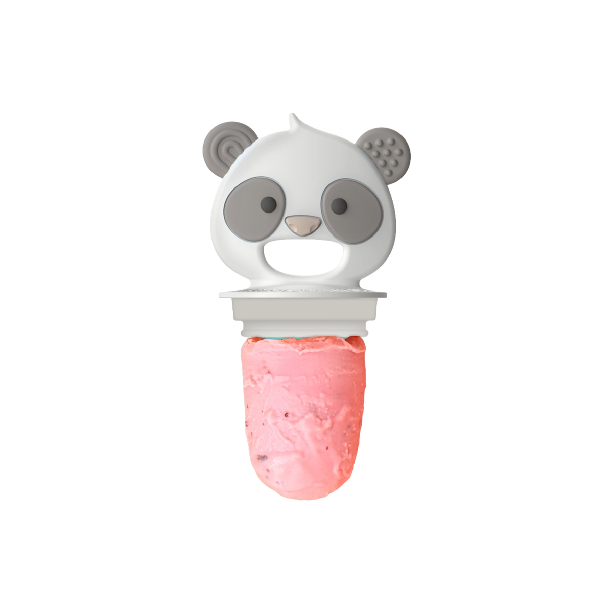 Alimentador Em Silicone 3 Em 1 Porta-Fruta (Mordedor. Alimentador E Forminha Para Sorvete) Panda Pebble - Cinza