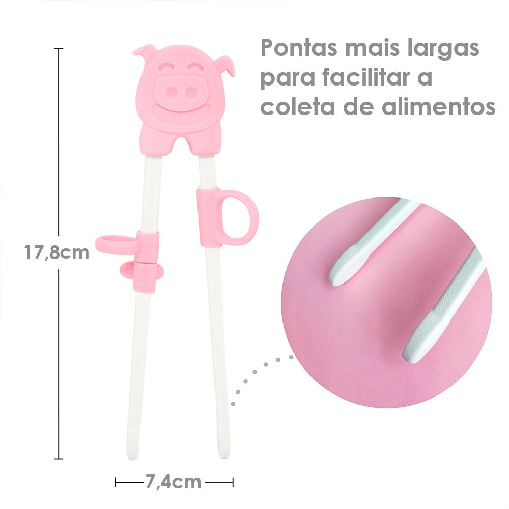Hashi para Treinamento com Argolas Ajustáveis Porquinha Pokey - Rosa