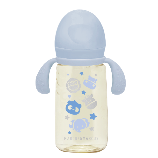 COPO DE TRANSIÇÃO 2 FASES COM BICO E CANUDO EM SILICONE E PPSU 300 ML AZUL