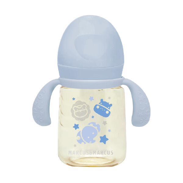COPO DE TRANSIÇÃO 2 FASES COM BICO E CANUDO EM SILICONE E PPSU 180 ML AZUL