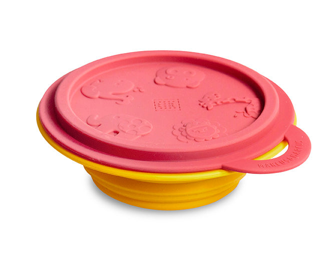 Tigela Redonda Dobrável Em Silicone Com Tampa Leão Marcus Vermelho