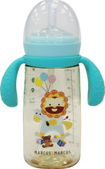 Copo De Transição Com Bico E Canudo Em Silicone 300Ml Leão Marcus