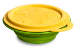 TIGELA REDONDA DOBRÁVEL EM SILICONE COM TAMPA GIRAFA LOLA AMARELO