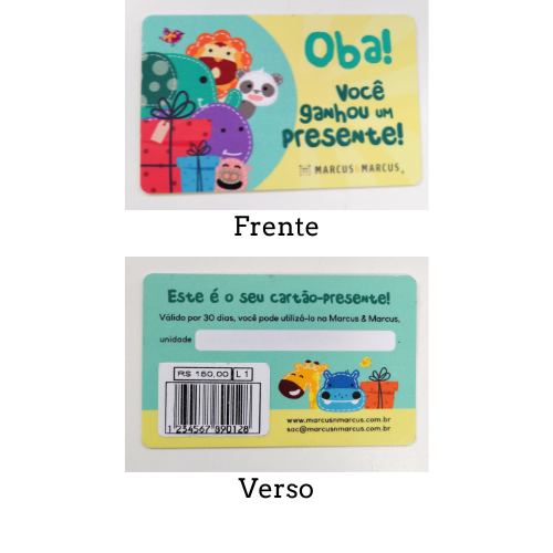 Kit Com 5 Cartões Gift Card Marcus & Marcus