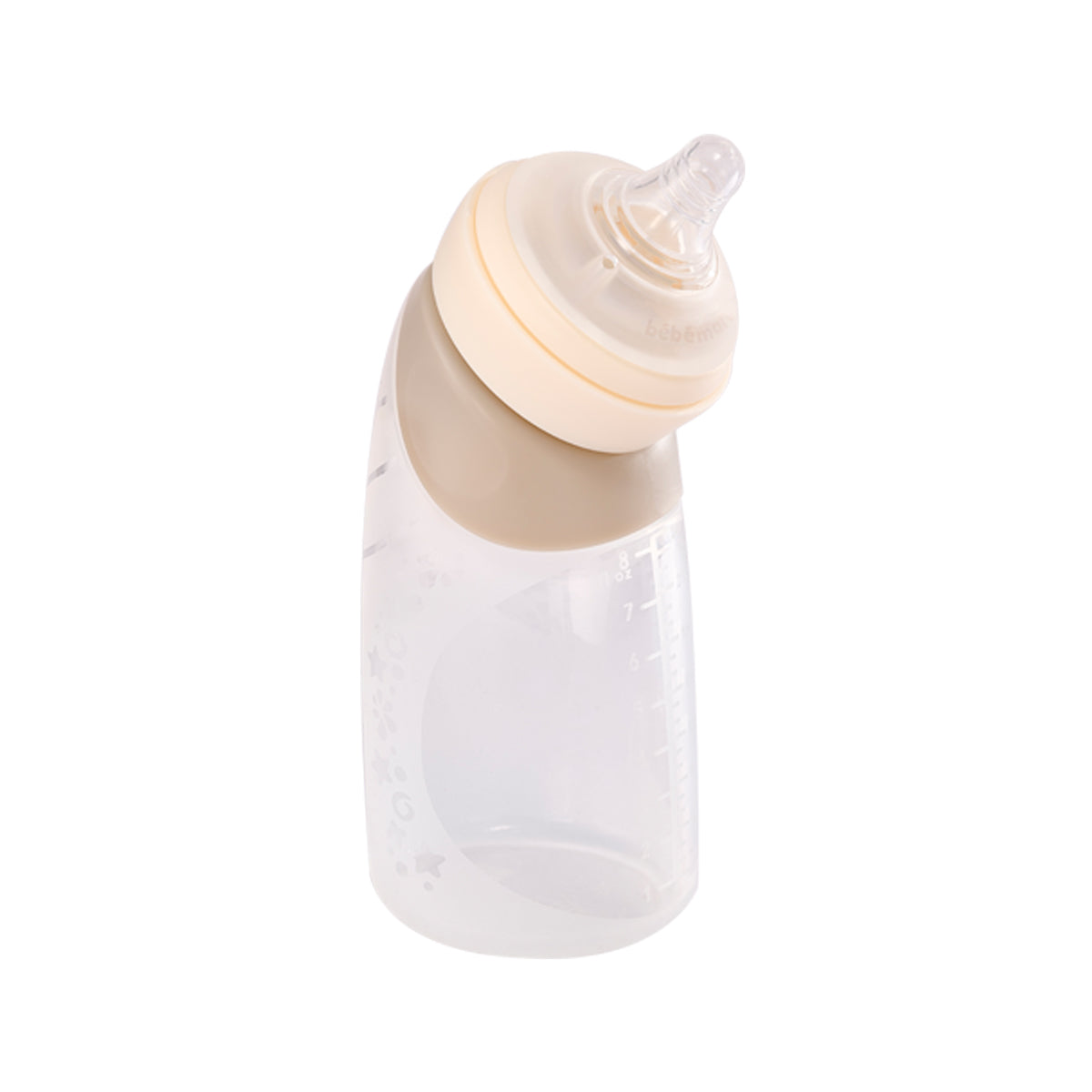 Mamadeira Angulada Em Silicone Creme 240Ml