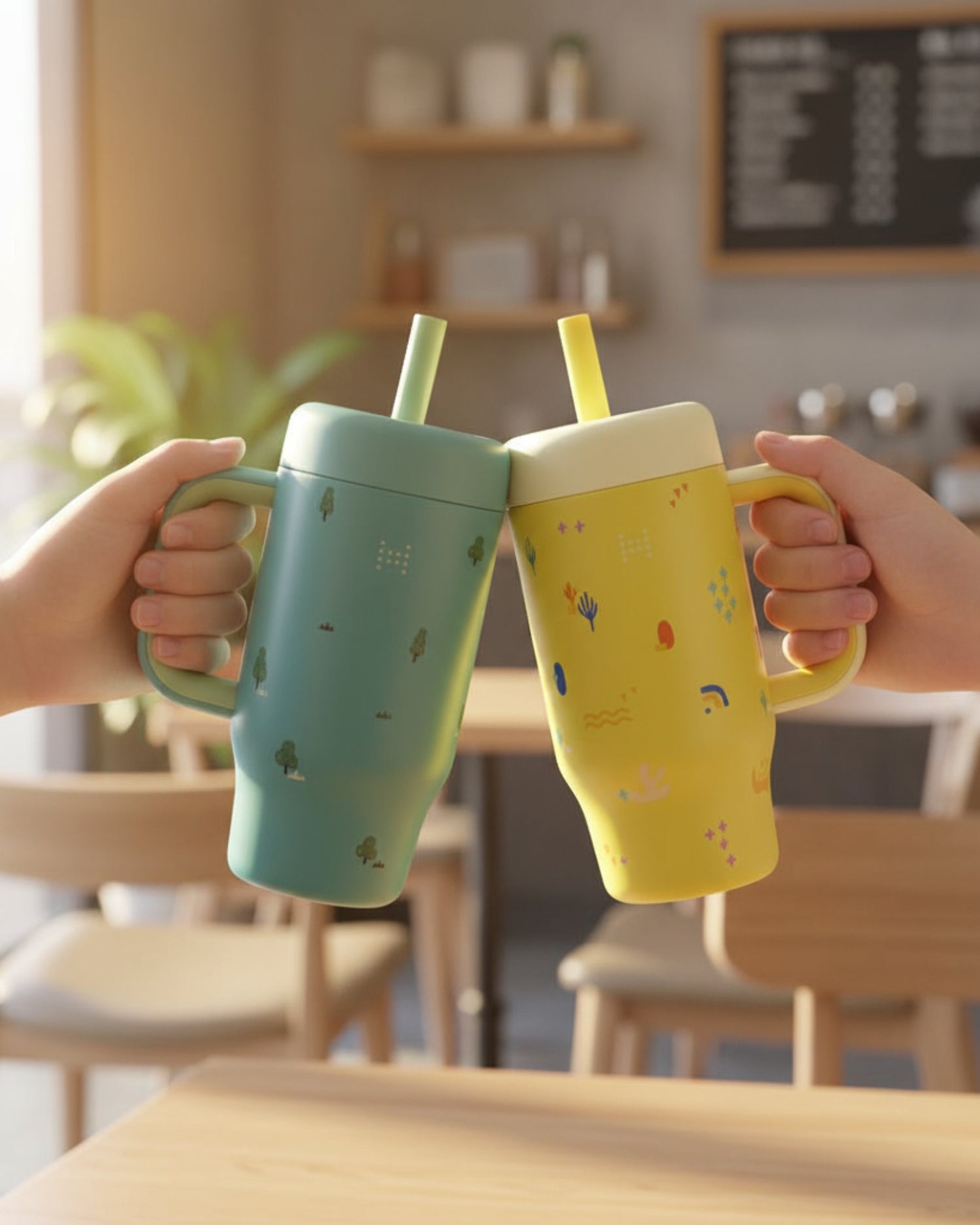 Copo Térmico Floresta 530 ml com Canudo e Alça - Verde