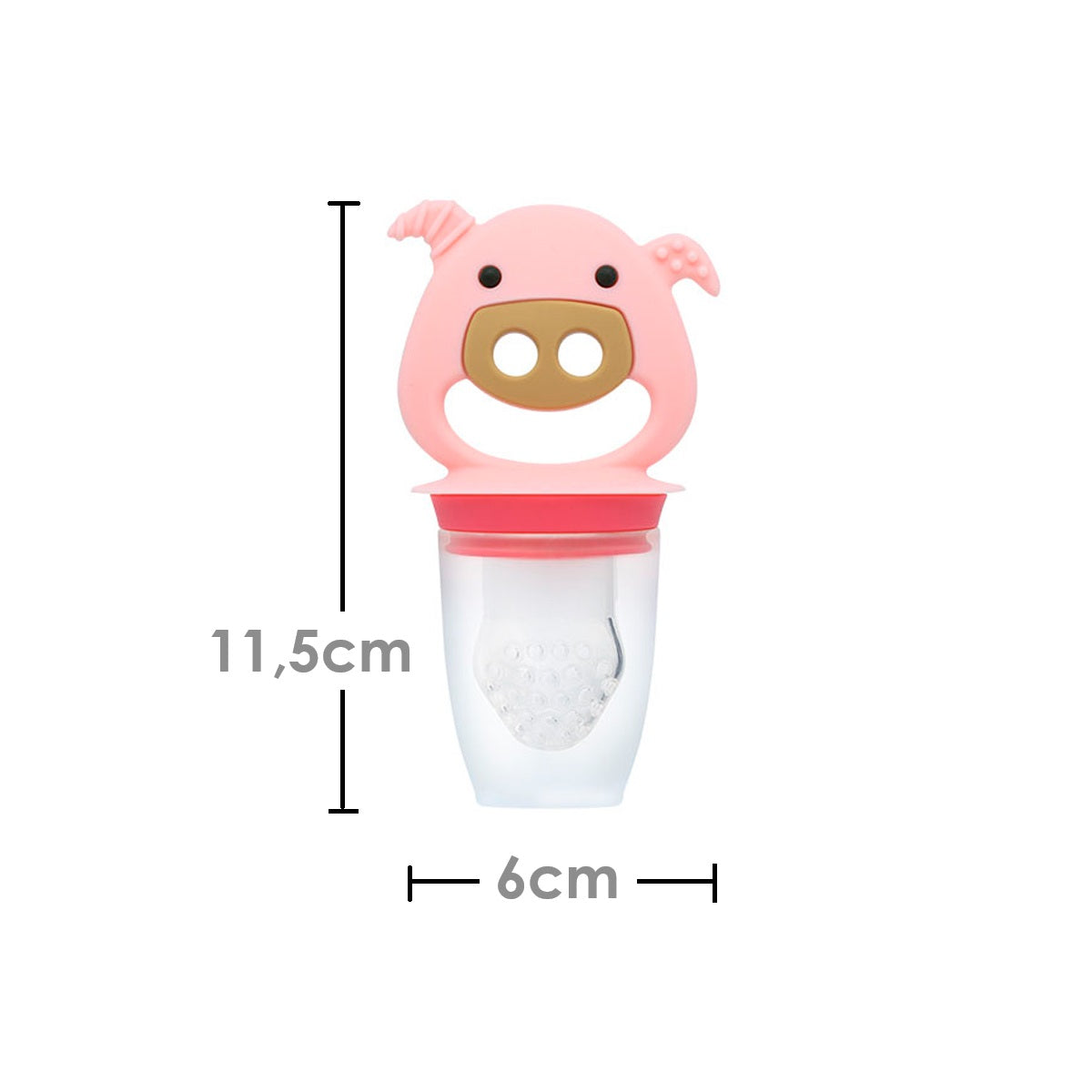 Alimentador em Silicone 3 em 1 (Mordedor, Alimentador e Forminha para Sorvete) Porquinha Pokey - Rosa